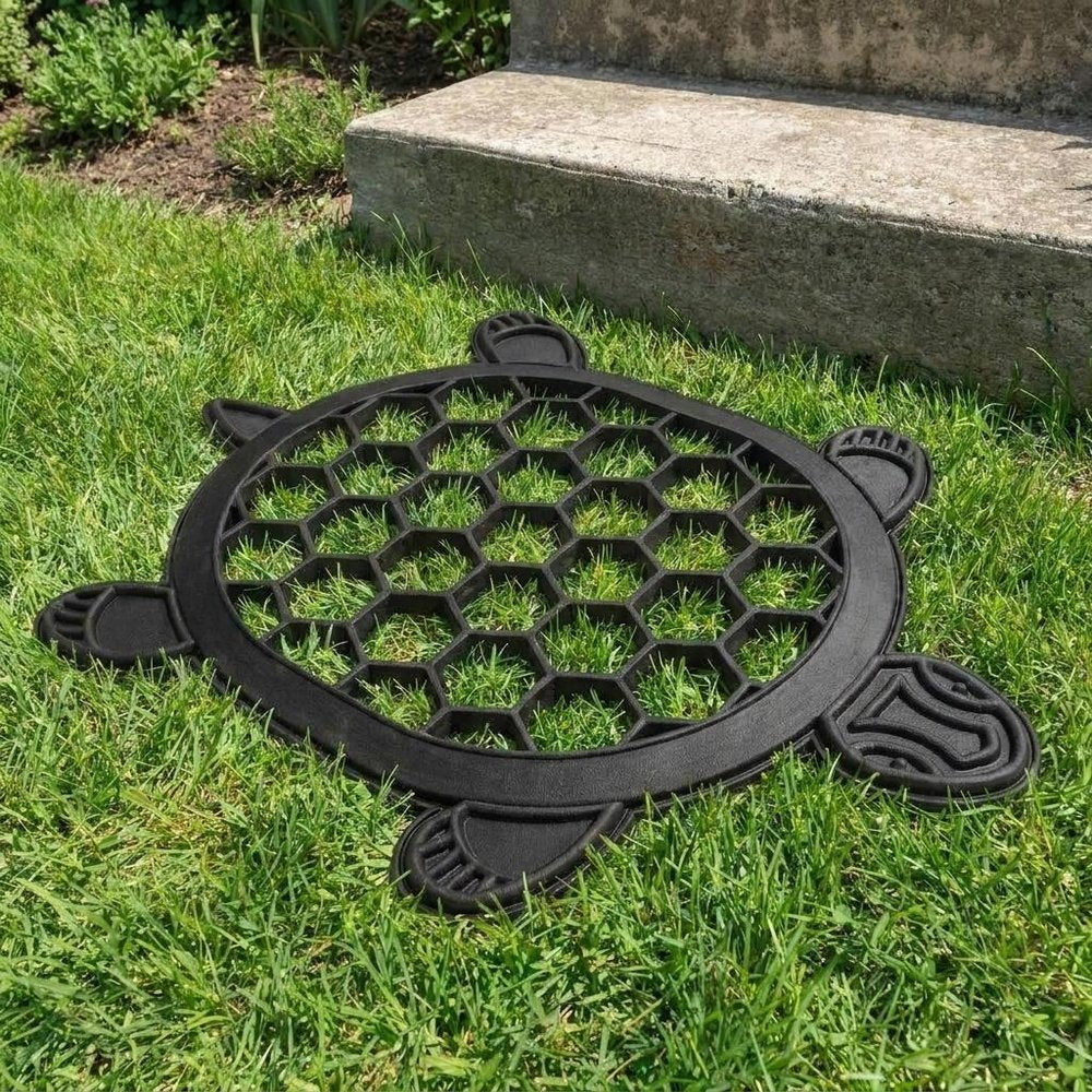 13" X 17" Black Rubber Geometric Turtle Outdoor Door Mat
