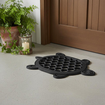 13" X 17" Black Rubber Geometric Turtle Outdoor Door Mat