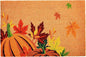 17" X 29" Natural Orange And Green Pumpkins and Leaves Outdoor Coir Door Mat