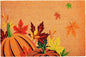 17" X 29" Natural Orange and Green Coir Pumpkins and Leaves Outdoor Fall Door Mat
