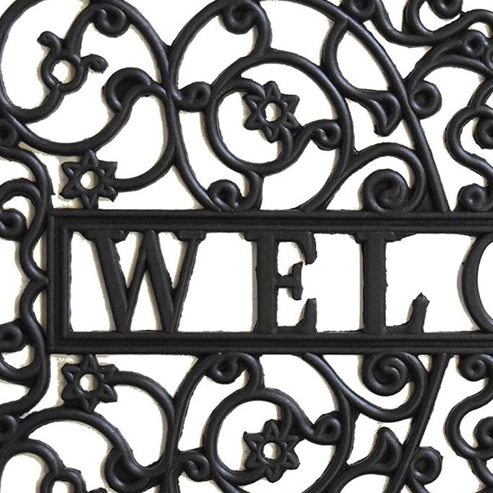 18" X 30" Black Rubber Scrollwork Welcome Outdoor Door Mat