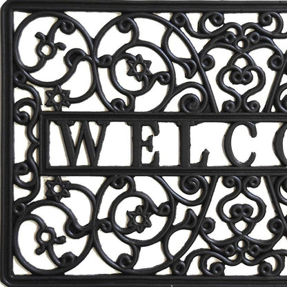 18" X 30" Black Rubber Scrollwork Welcome Outdoor Door Mat