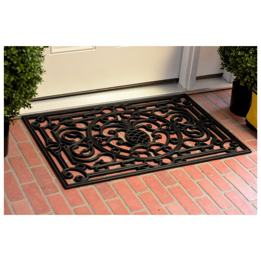 18" X 30" Black Rubber Pineapple Outdoor Door Mat