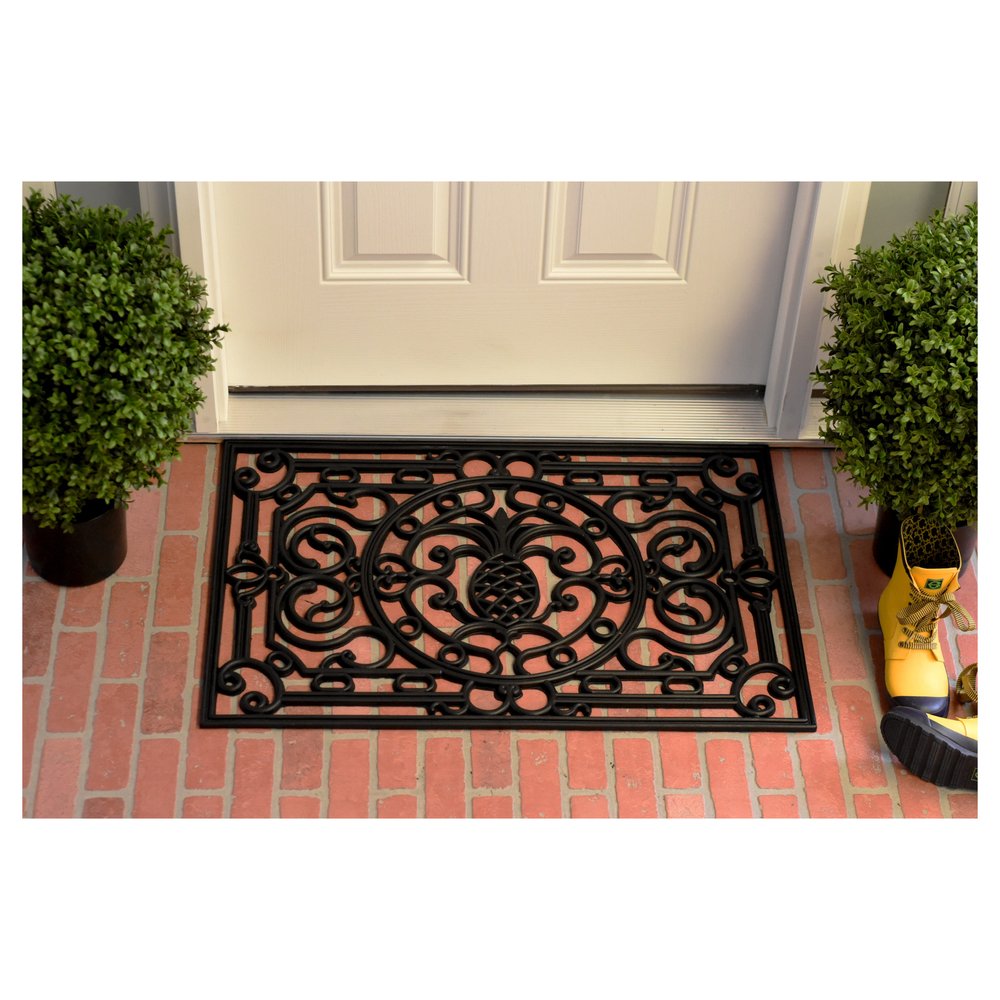 18" X 30" Black Rubber Pineapple Outdoor Door Mat