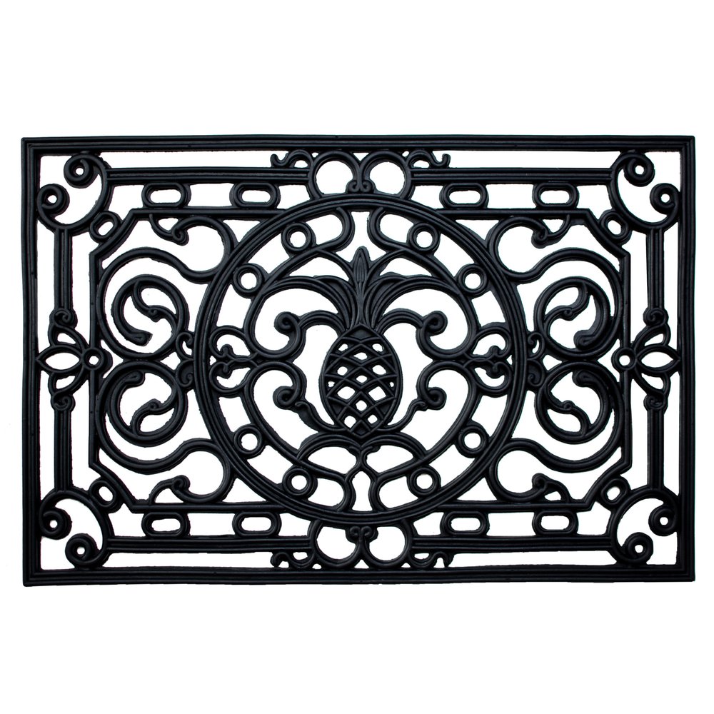 18" X 30" Black Rubber Pineapple Outdoor Door Mat