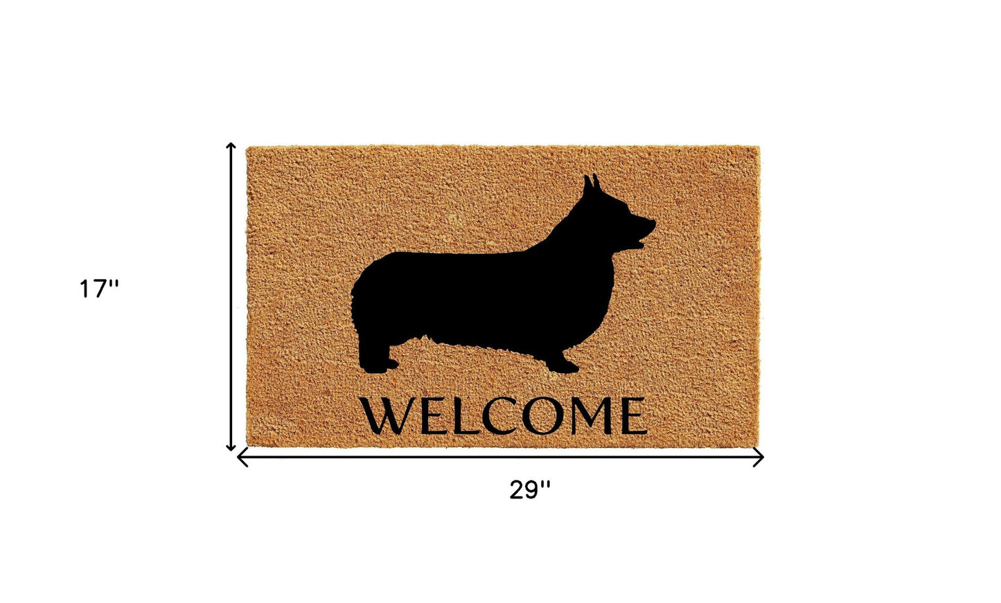 17" X 29" Natural and Black Coir Dachshund Welcome Outdoor Door Mat