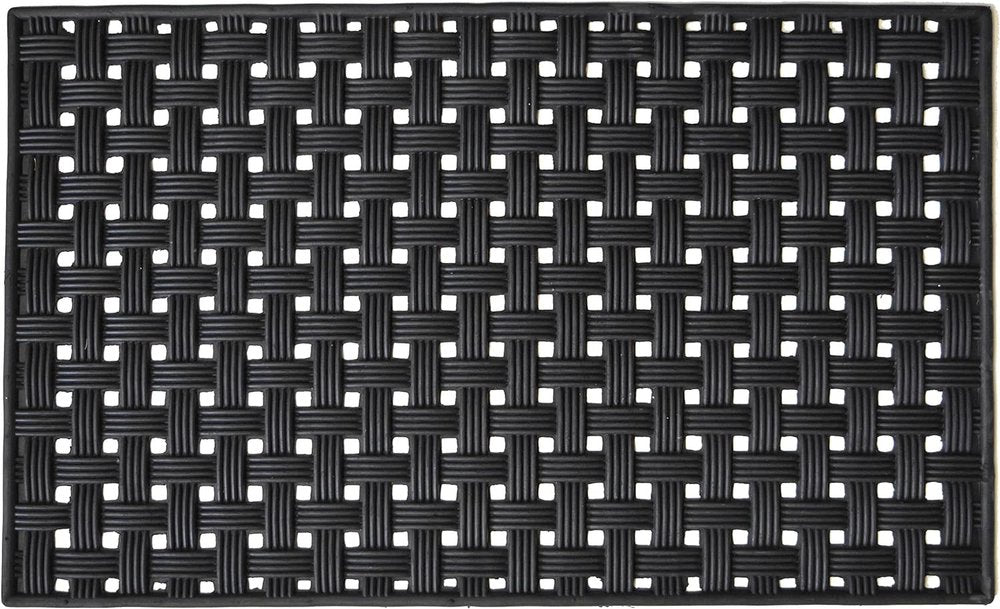 18" X 30" Black Rubber Weave Outdoor Door Mat