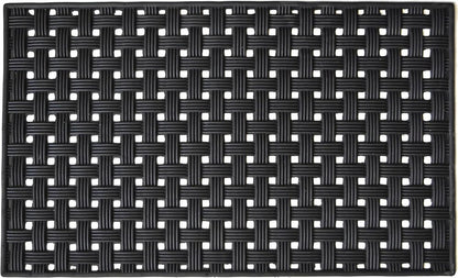 18" X 30" Black Rubber Weave Outdoor Door Mat