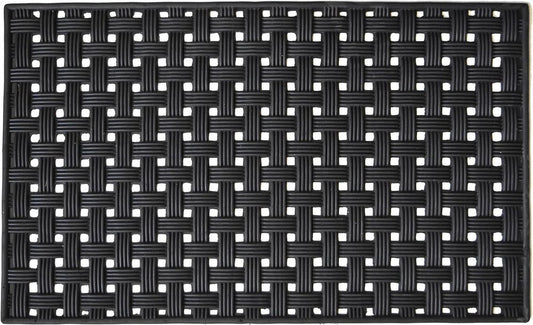 18" X 30" Black Rubber Weave Outdoor Door Mat