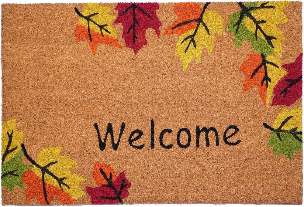 17" X 29" Natural Red And Yellow Leaves Welcome Outdoor Coir Door Mat