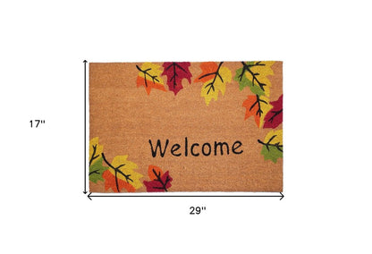 17" X 29" Natural Red And Yellow Leaves Welcome Outdoor Coir Door Mat