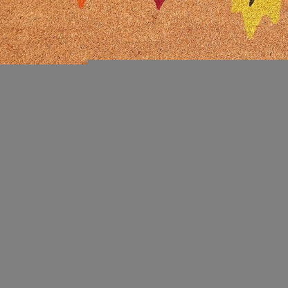 17" X 29" Natural Red and Yellow Coir Leaves Welcome Outdoor Fall Door Mat