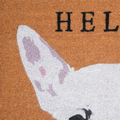 17" X 29" Natural Black and White Coir Chihuahua Hello Outdoor Door Mat