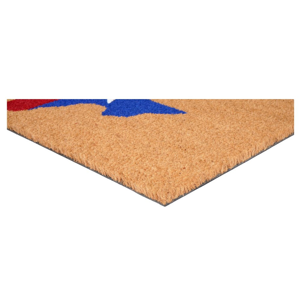 17" X 29" Natural Red White and Blue Coir Texas Outdoor Door Mat