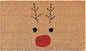 17" X 29" Natural Black and Red Coir Reindeer Outdoor Christmas Door Mat