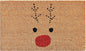 17" X 29" Natural Black and Red Coir Reindeer Outdoor Christmas Door Mat