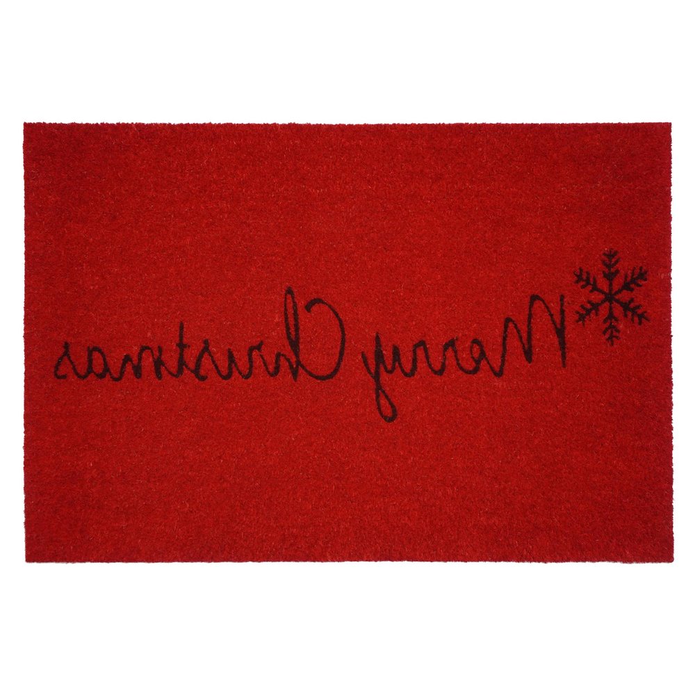 24" X 36" Red and Black Coir Merry Christmas Outdoor Christmas Door Mat
