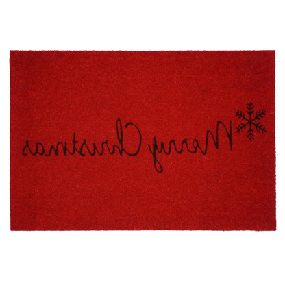 24" X 36" Red and Black Coir Merry Christmas Outdoor Christmas Door Mat