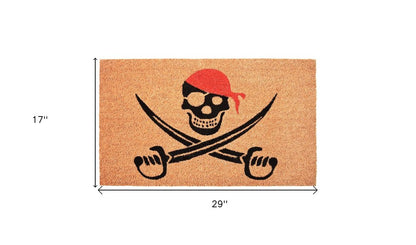 17" X 29" Natural Red and Black Coir Pirate Outdoor Door Mat