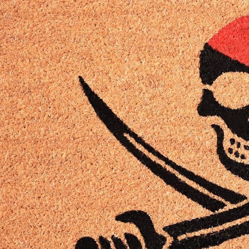 17" X 29" Natural Red and Black Coir Pirate Outdoor Door Mat