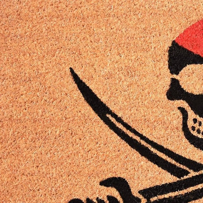 17" X 29" Natural Red and Black Coir Pirate Outdoor Door Mat