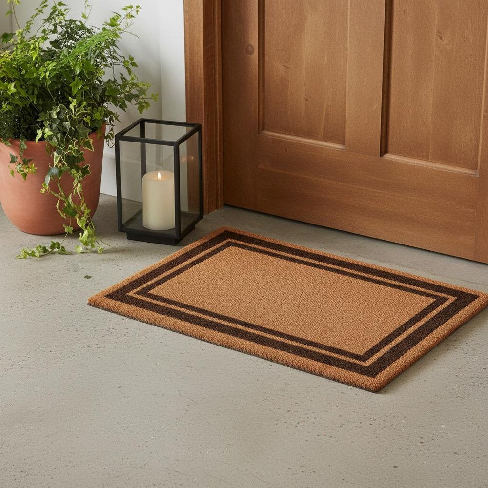 24" X 36" Natural and Black Coir Geometric Outdoor Door Mat