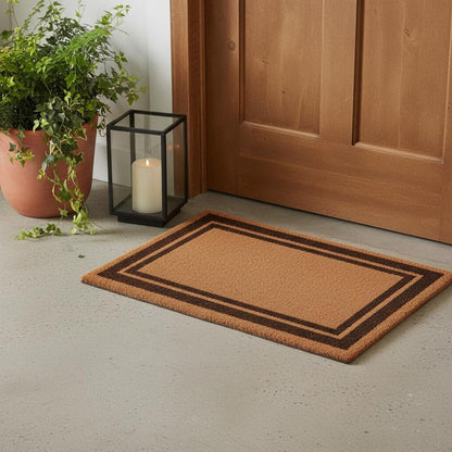 24" X 36" Natural and Black Coir Geometric Outdoor Door Mat