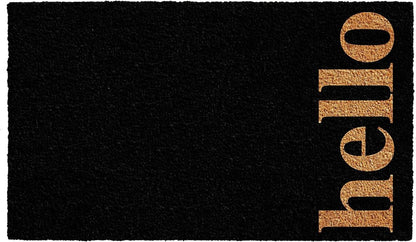 24" X 36" Black and Natural Coir Hello Outdoor Door Mat