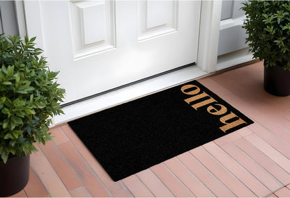24" X 36" Black and Natural Coir Hello Outdoor Door Mat