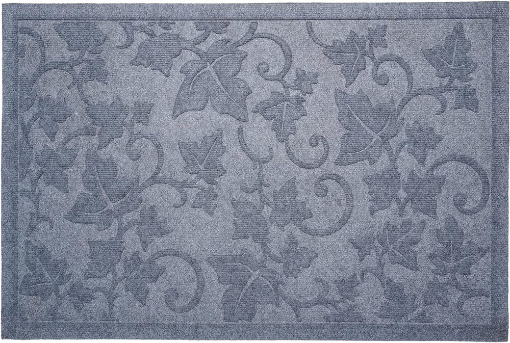 24" X 36" Light Gray Rubber Botanical Leaves Outdoor Door Mat