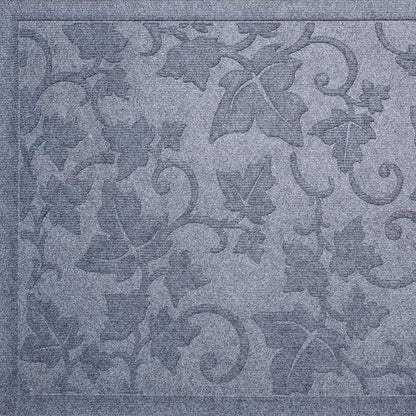 24" X 36" Light Gray Rubber Botanical Leaves Outdoor Door Mat