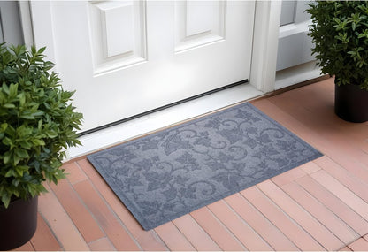 24" X 36" Light Gray Rubber Botanical Leaves Outdoor Door Mat