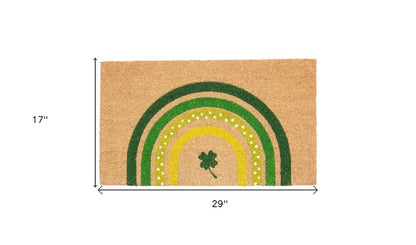 17" X 29" Natural and Green Coir Shamrock Outdoor St. Patrick's Day Door Mat