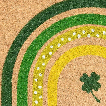 17" X 29" Natural and Green Coir Shamrock Outdoor St. Patrick's Day Door Mat