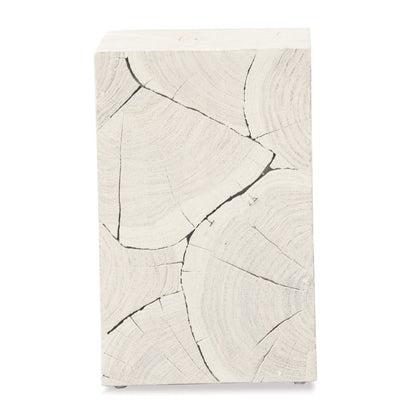 20" Whitewash Solid Wood Block Handmade Square End Table