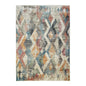 5' X 8' Beige Blue and Gray Geometric Distressed Area Rug With Fringe