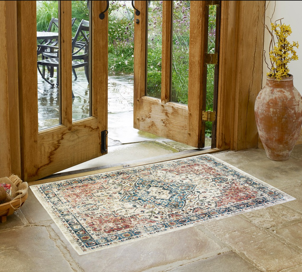 2' X 3' Beige Oriental Distressed Area Rug With Fringe