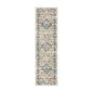 8' Beige Oriental Distressed Runner Rug With Fringe