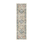 8' Beige Oriental Distressed Runner Rug With Fringe