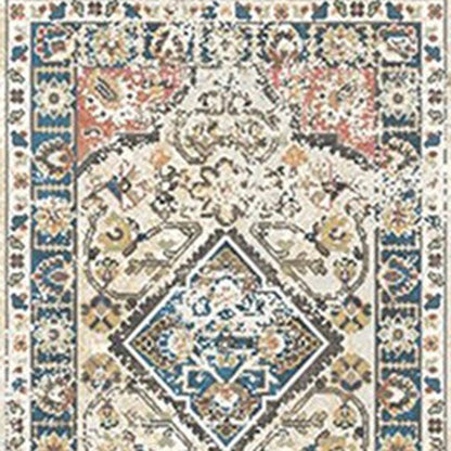 8' Beige Oriental Distressed Runner Rug With Fringe