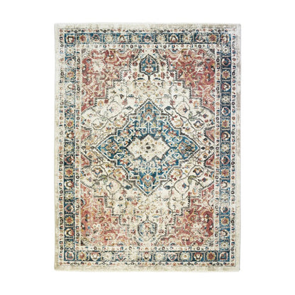 8' X 10' Beige Oriental Distressed Area Rug With Fringe