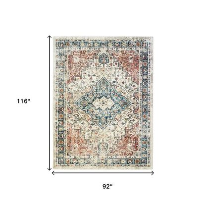8' X 10' Beige Oriental Distressed Area Rug With Fringe