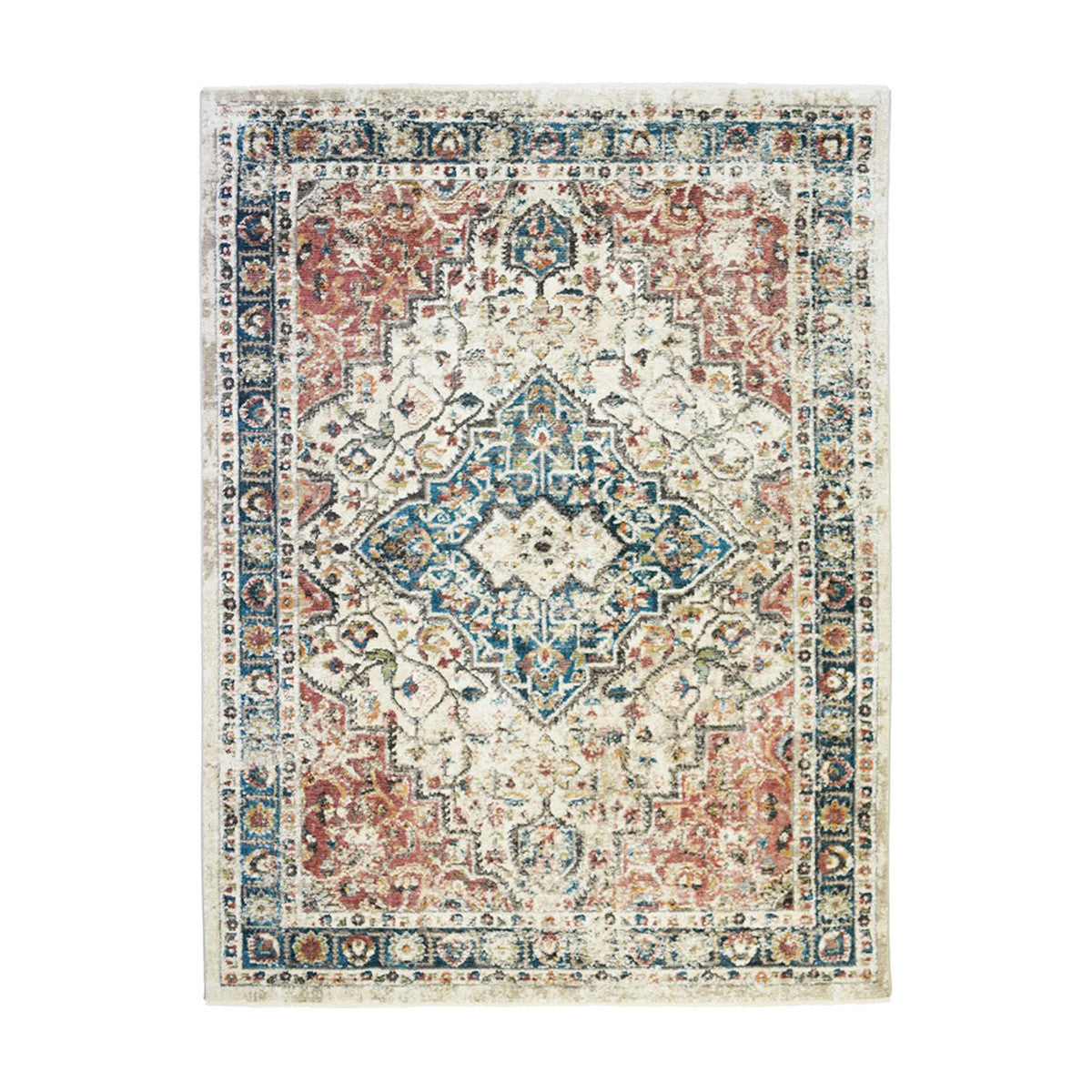 9' X 13' Beige Oriental Distressed Area Rug With Fringe