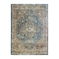 2' X 3' Blue and Brown Oriental Distressed Area Rug With Fringe