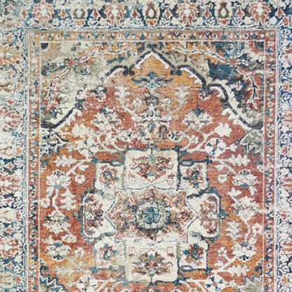 2' X 3' Rust Oriental Distressed Area Rug With Fringe