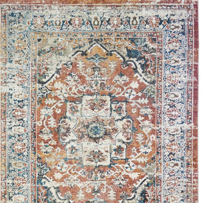2' X 3' Rust Oriental Distressed Area Rug With Fringe