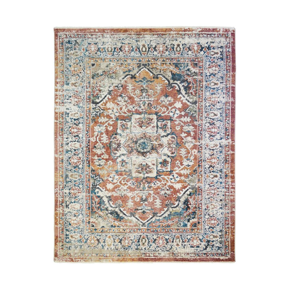 5' X 8' Rust Oriental Distressed Area Rug With Fringe