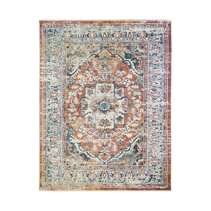 5' X 8' Rust Oriental Distressed Area Rug With Fringe