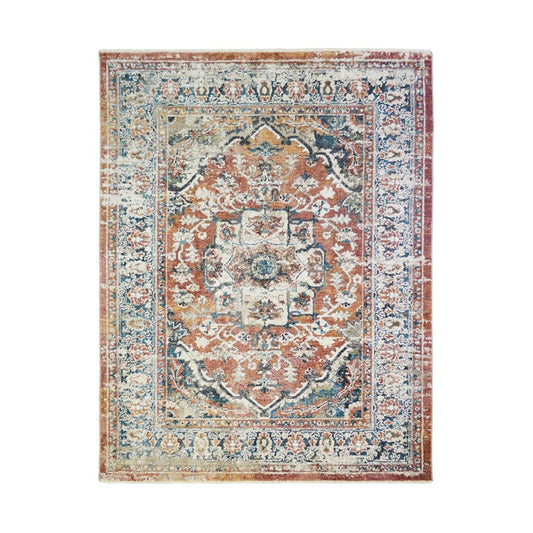 5' X 8' Rust Oriental Distressed Area Rug With Fringe