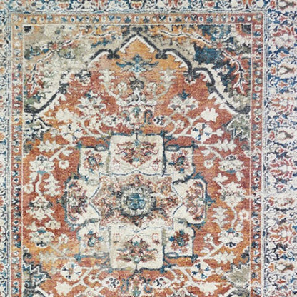 5' X 8' Rust Oriental Distressed Area Rug With Fringe